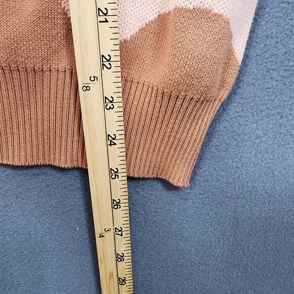 Pacsun Womens Sweater Small Pink Brown Camo Abstract Crewneck Stretch Preppy - Picture 5 of 15